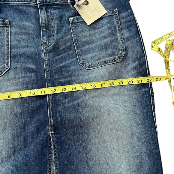 Hinge Denim Skirt XL Front Pockets Knee Length Blue Jean Casual Boho Chic NWT - Picture 4 of 12